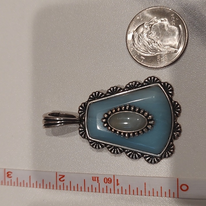 Carolyn Pollack Relios Sterling Amazonite And Milky Aquamarine Pendant 150$